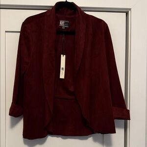 NWT Kut from the Kloth Burgundy Open Front Blazer
